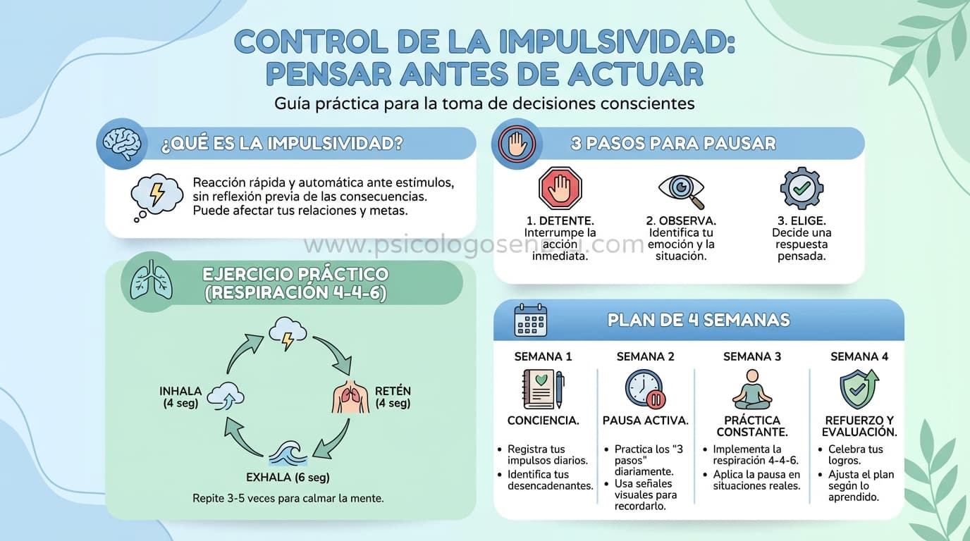 Infografía: ¿Cómo dejar de ser impulsivo/a y pensar antes de hablar o actuar?