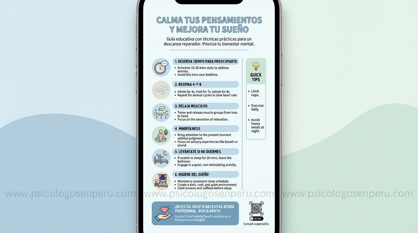 Infografía: ¿Cómo puedo tranquilizar mis pensamientos para conciliar el sueño?