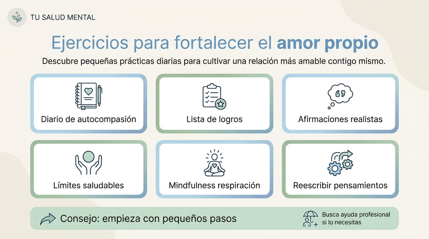 Infografía: ¿Qué ejercicios prácticos ayudan a fortalecer el amor propio?
