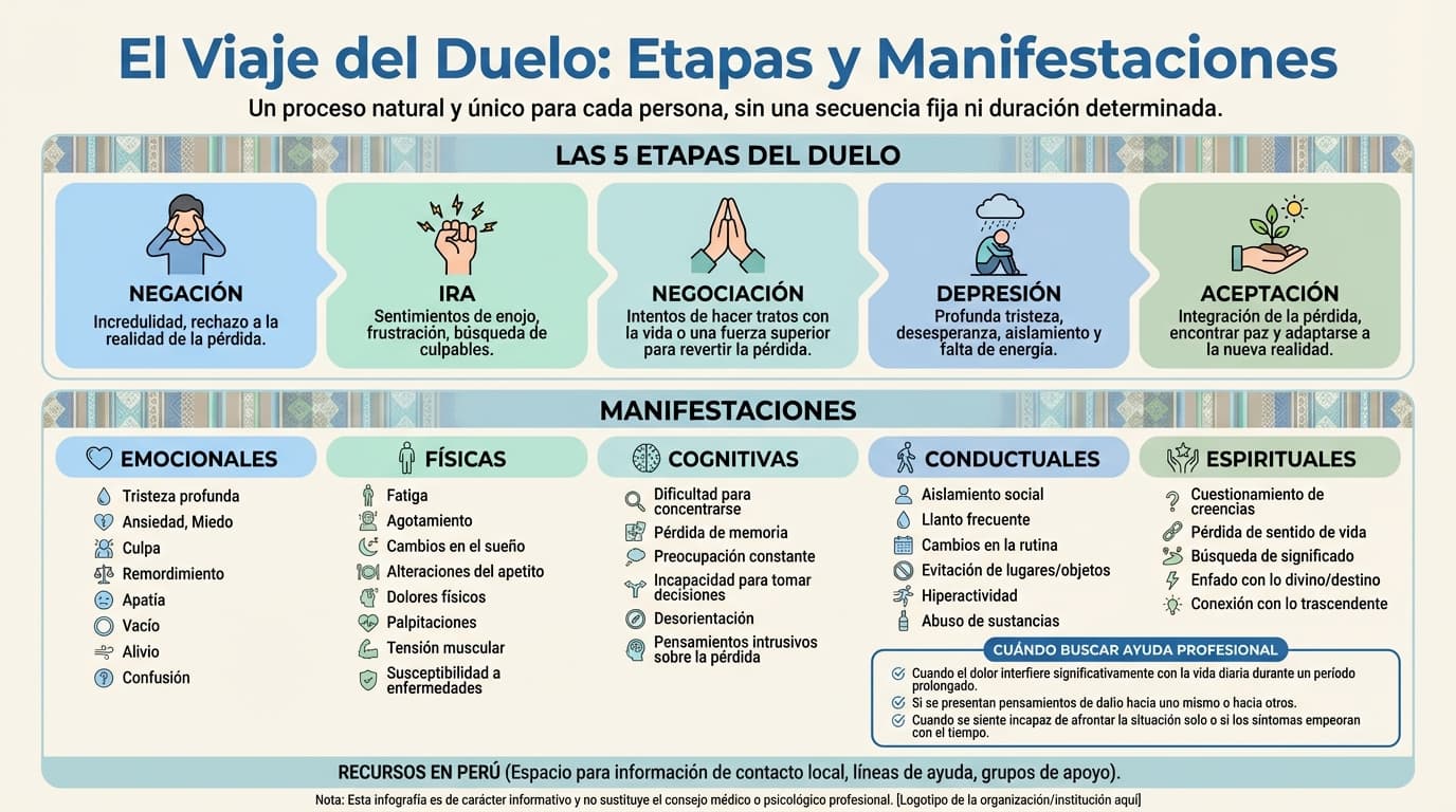 Infografía: ¿Cuáles son las etapas del duelo y cómo se manifiestan?