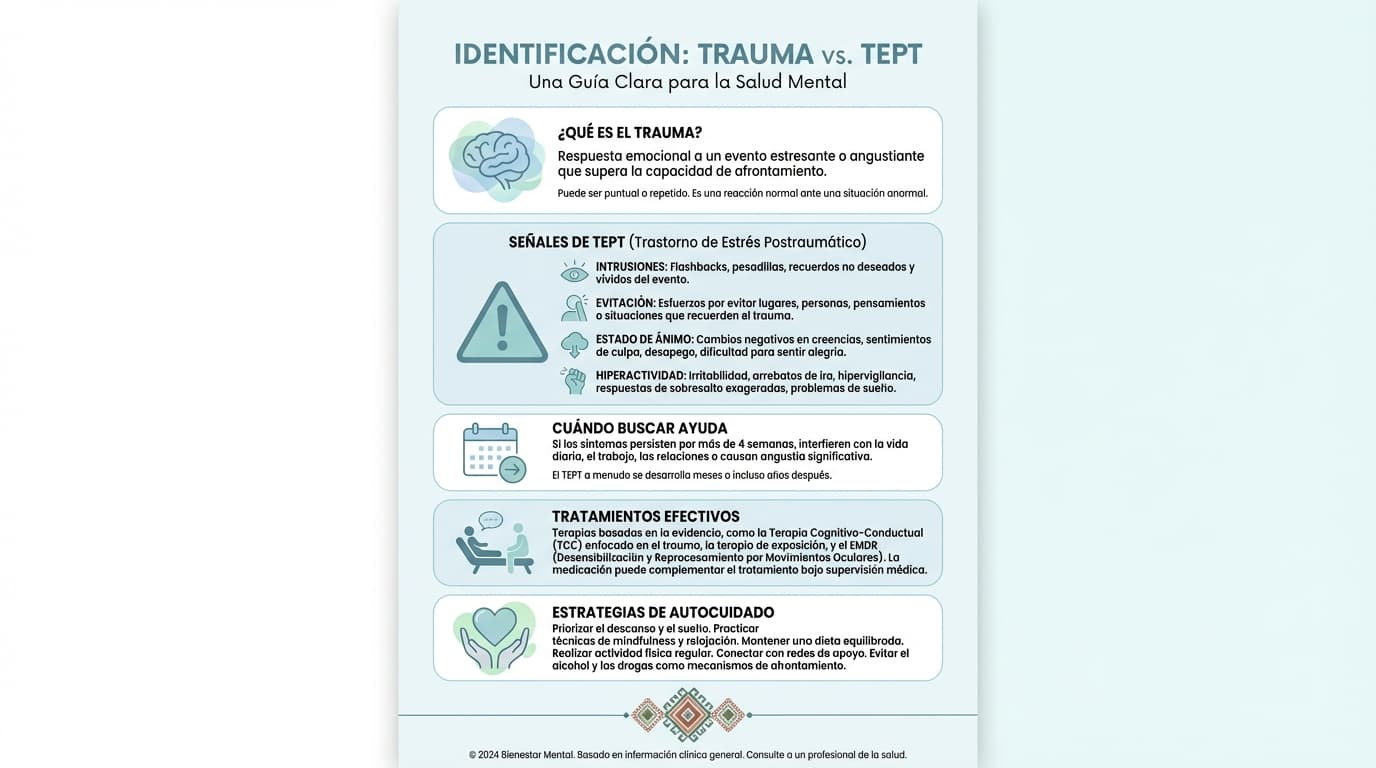 Infografía: ¿Cómo saber si tengo trauma o estrés postraumático (TEPT)?