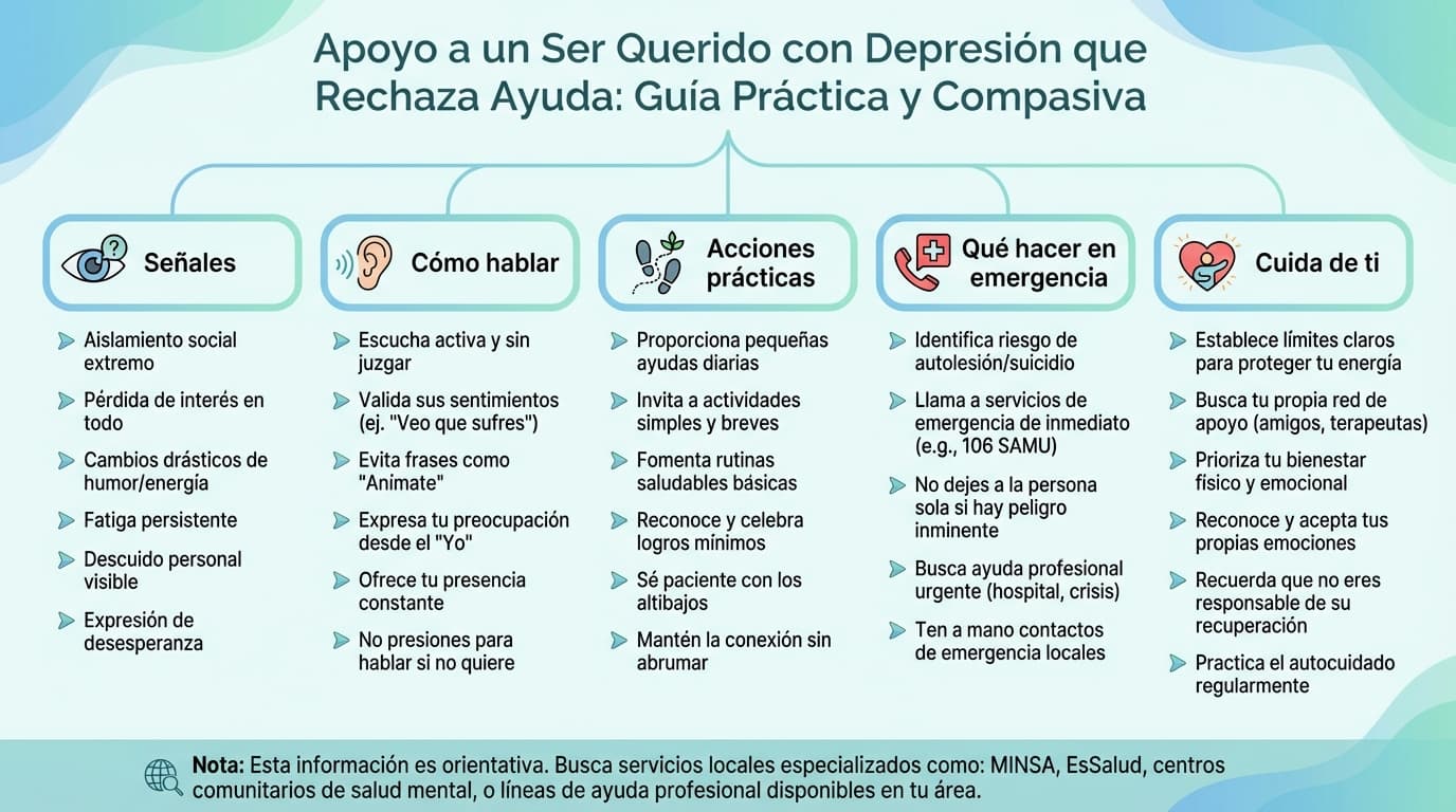 Infografía: ¿Cómo ayudar a un familiar o pareja con depresión que no quiere ayuda?