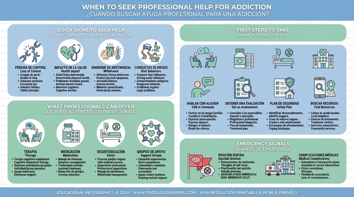 Infografía: ¿Cuándo debo buscar ayuda profesional para una adicción?