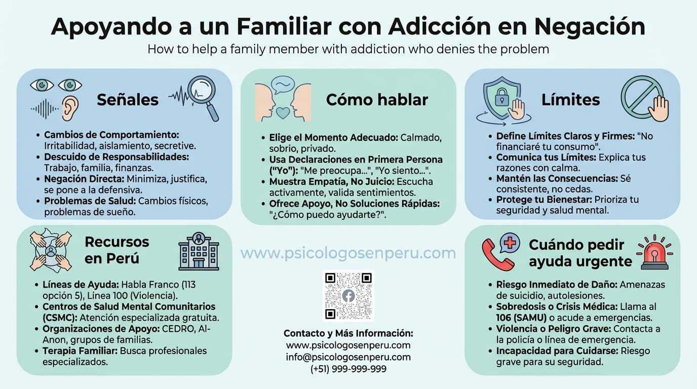 Infografía: ¿Cómo ayudar a un familiar con adicción que no reconoce el problema?