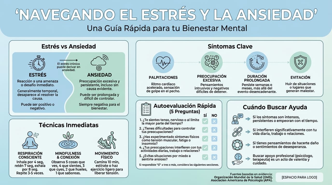 Infografía: ¿Cómo saber si tengo ansiedad o solo estoy estresado/a?