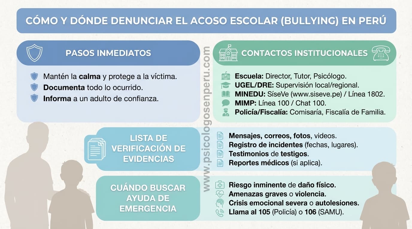Infografía: ¿Dónde denunciar el bullying en Perú y cómo debo proceder?