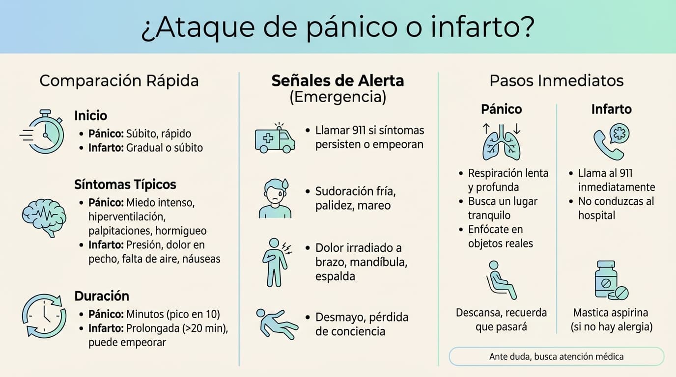 Infografía: ¿Es un ataque de pánico o un problema del corazón?