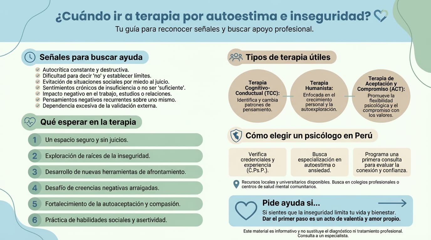Infografía: ¿Cuándo conviene ir a terapia por baja autoestima e inseguridad?