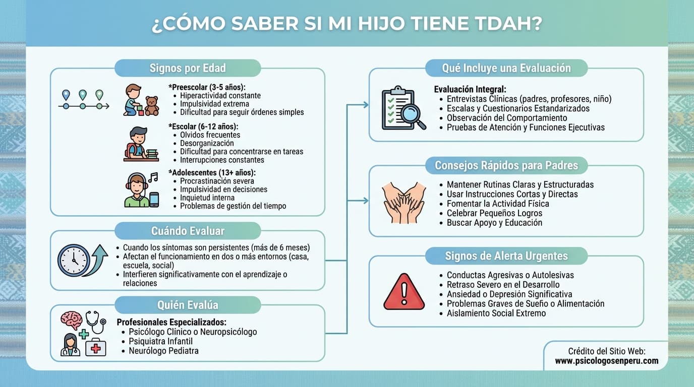 Infografía: ¿Cómo saber si mi hijo/a tiene TDAH y cuándo debo evaluarlo?