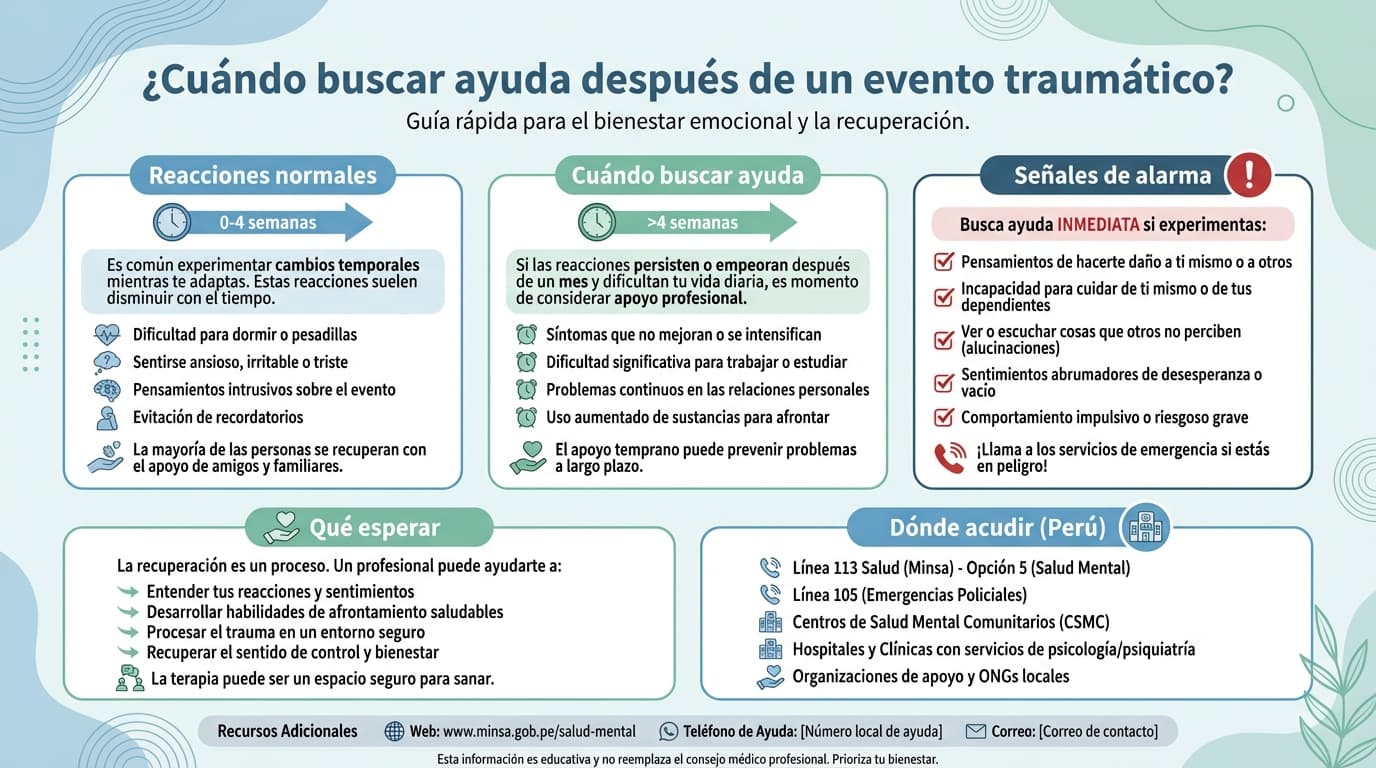 Infografía: ¿Cuándo debo buscar ayuda profesional después de un evento traumático?