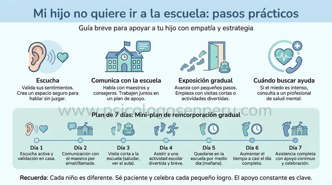 Infografía: ¿Qué hago si mi hijo/a de repente no quiere ir a la escuela?
