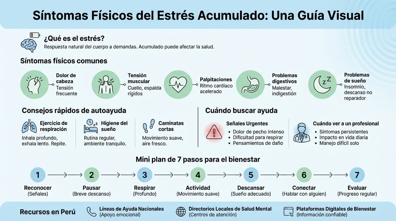 Infografía: ¿Cuáles son los síntomas físicos del estrés acumulado?