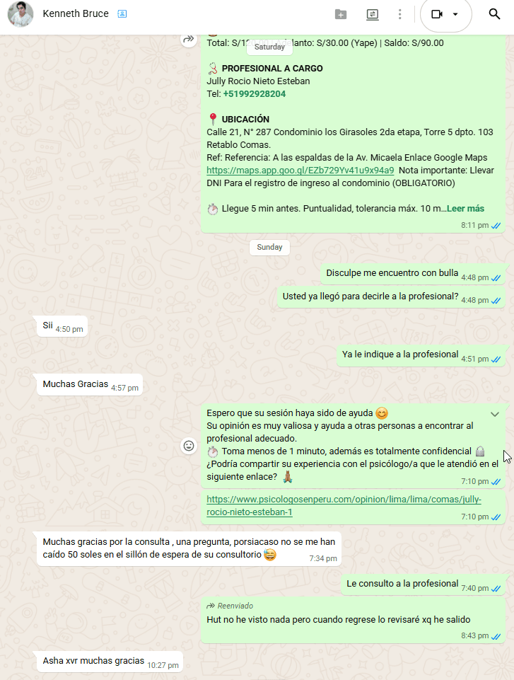 Captura real de solicitud de opinión a paciente 2