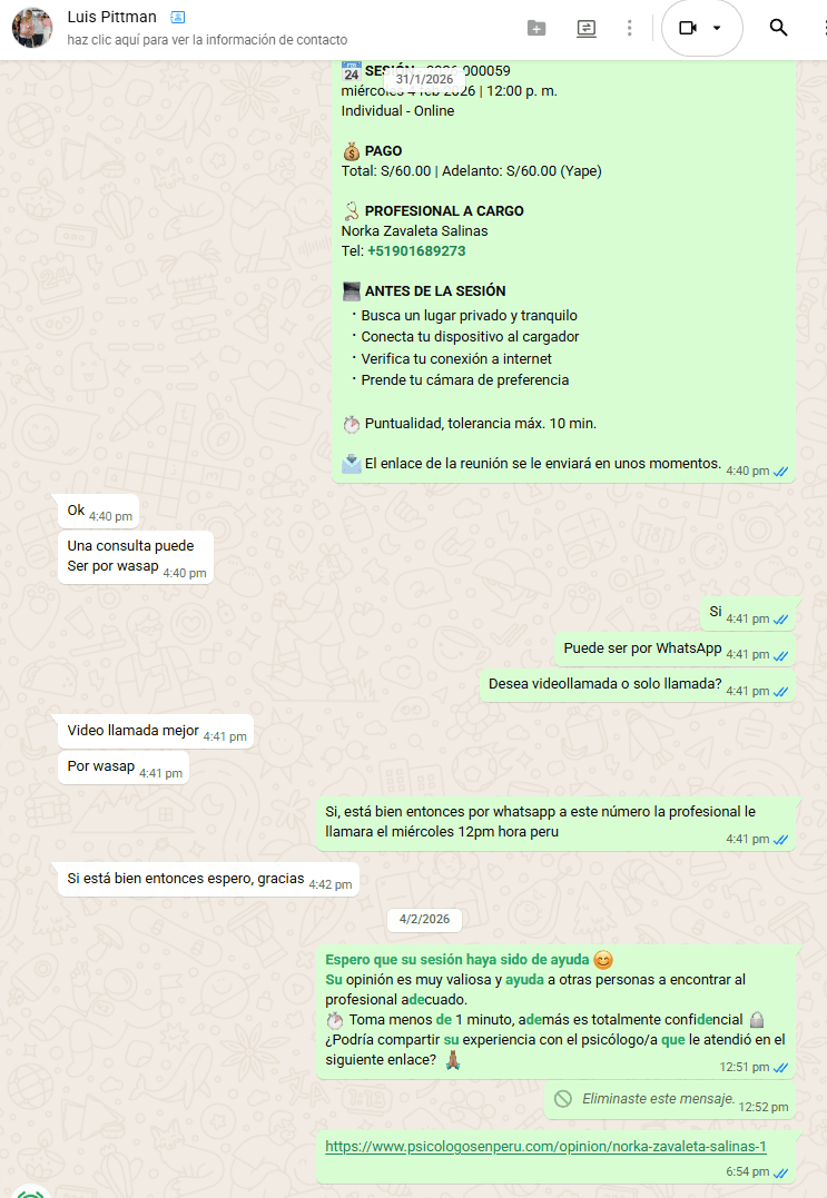 Captura real de solicitud de opinión a paciente 8